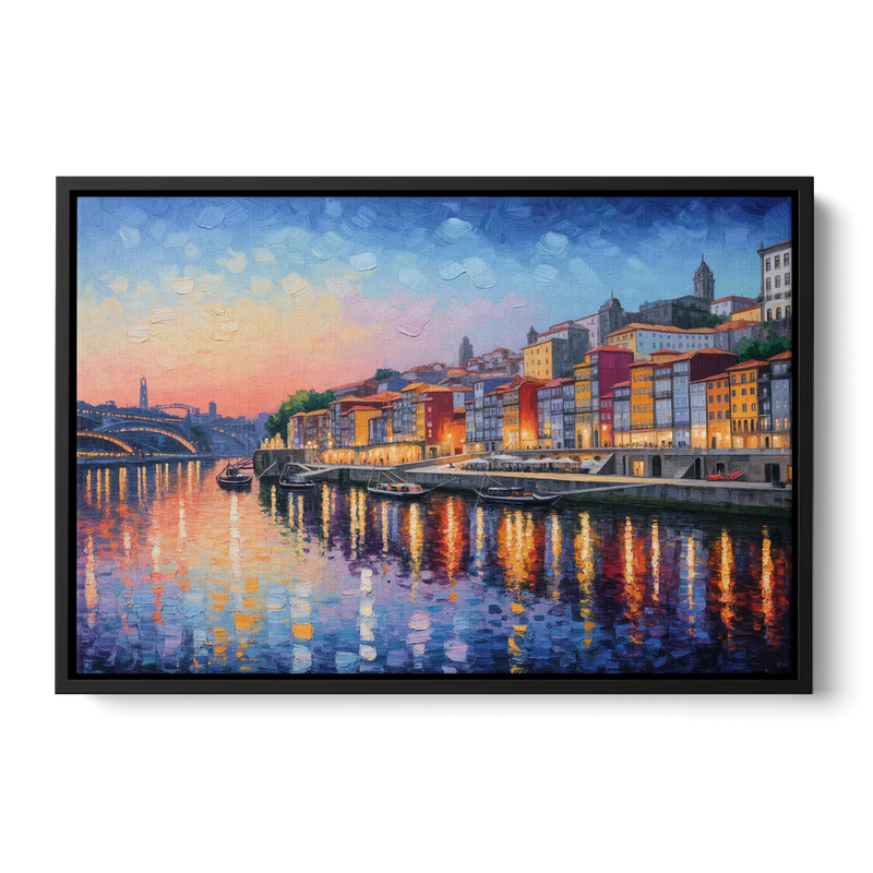 Ribeira Reflections Front - Black Canvas Wall Art
