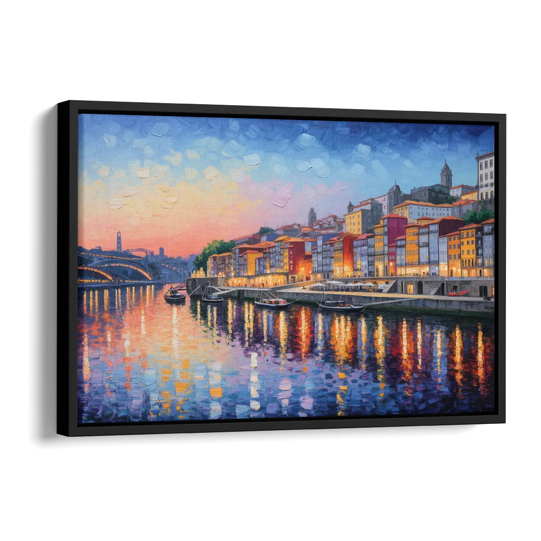 Ribeira Reflections Side - Black Canvas Wall Art