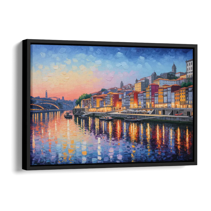Ribeira Reflections Side - Black Canvas Wall Art