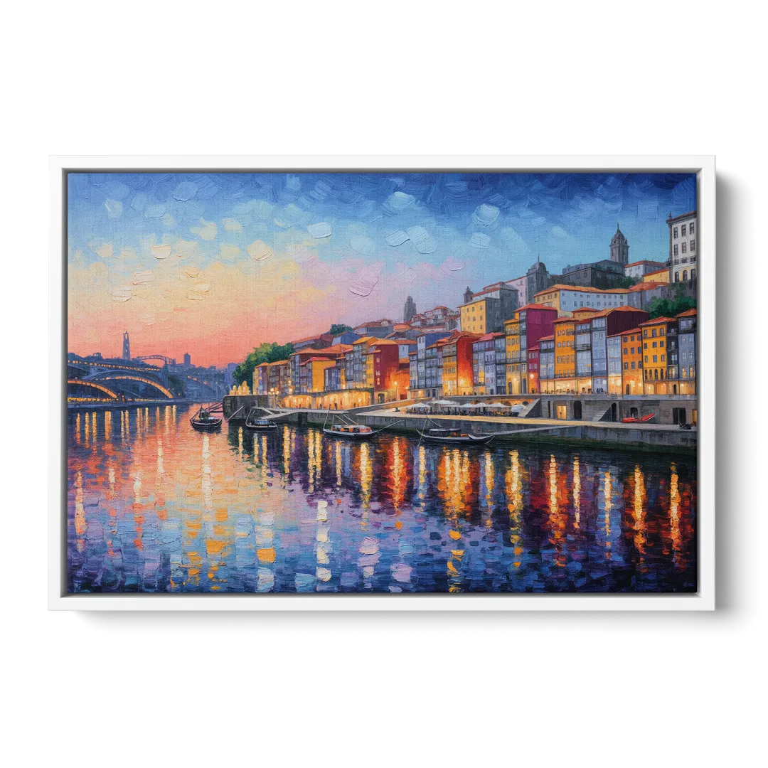 Ribeira Reflections Front - White Canvas Wall Art