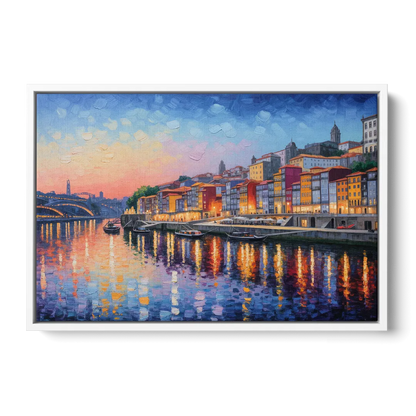 Ribeira Reflections Front - White Canvas Wall Art