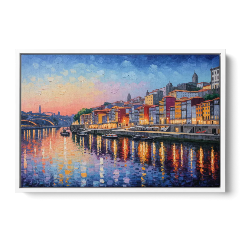 Ribeira Reflections Front - White Canvas Wall Art