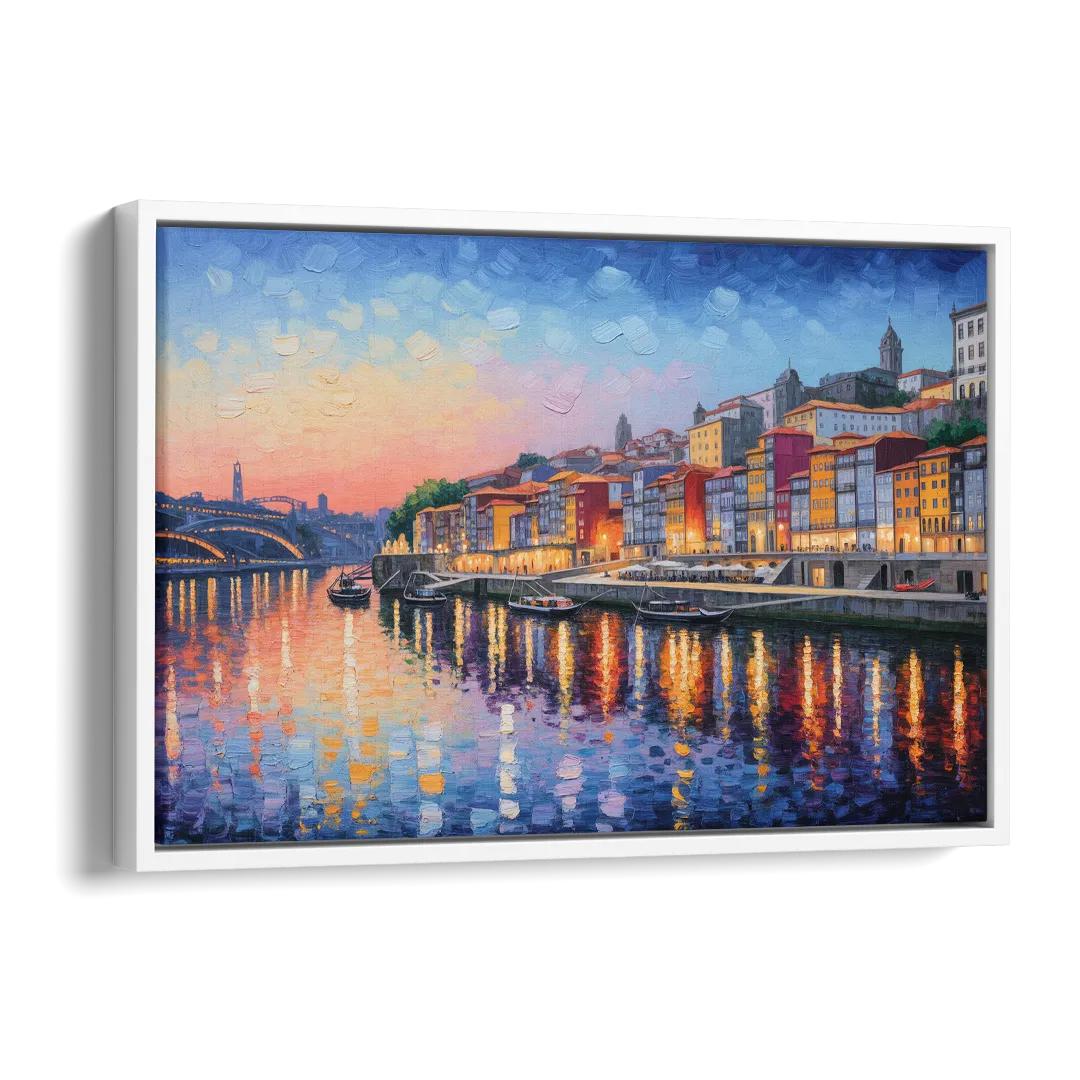 Ribeira Reflections Side - White Canvas Wall Art