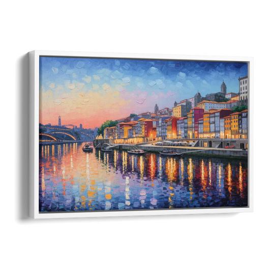 Ribeira Reflections Side - White Canvas Wall Art