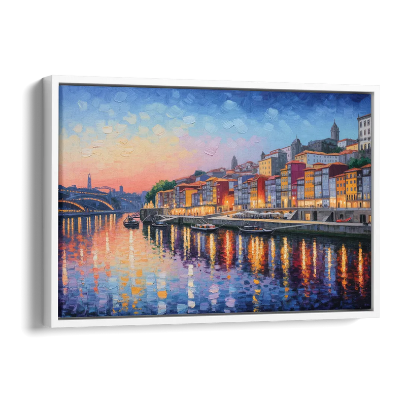 Ribeira Reflections Side - White Canvas Wall Art
