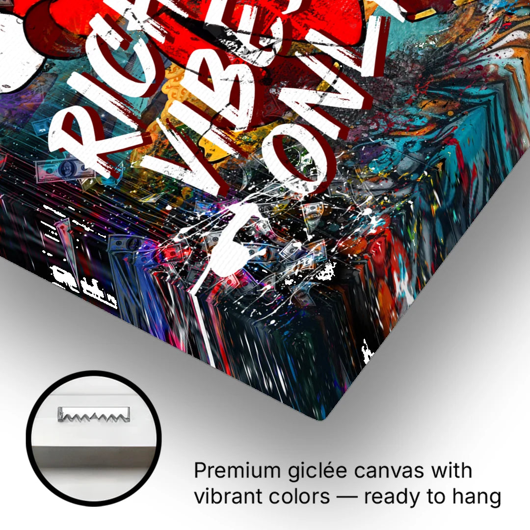 Rich Vibes Only - Canvas Wall Art - Gallery Wrap Corner