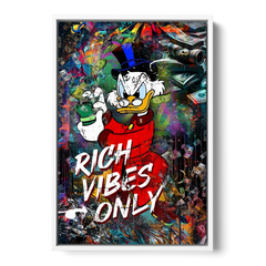 Rich Vibes Only - White Framed Canvas Wall Art - Front
