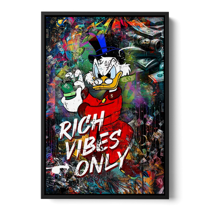 Rich Vibes Only Front - Black Canvas Wall Art