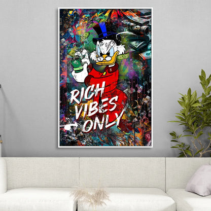 Rich Vibes Only Living Room - White Canvas Wall Art