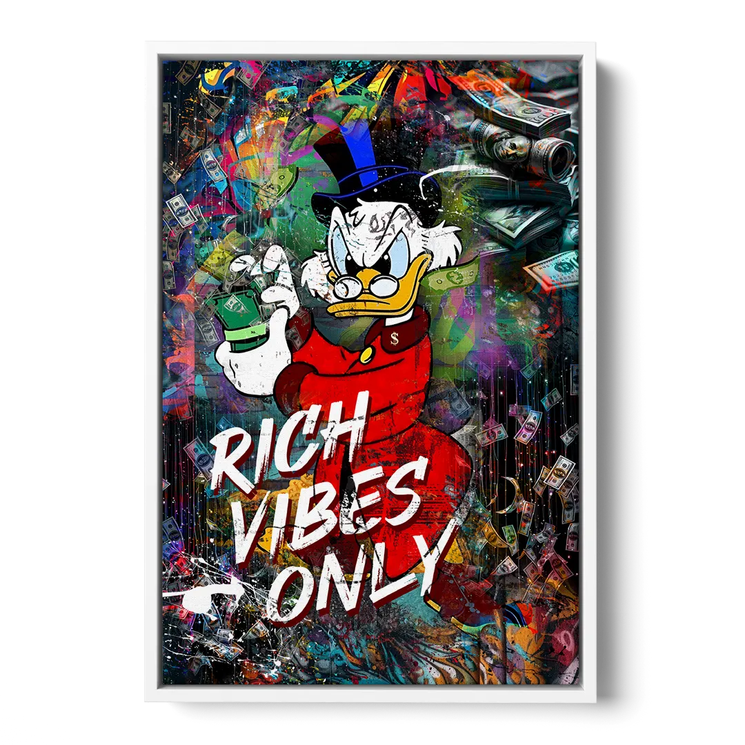 Rich Vibes Only Front - White Canvas Wall Art