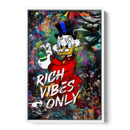Rich Vibes Only Front - White Canvas Wall Art