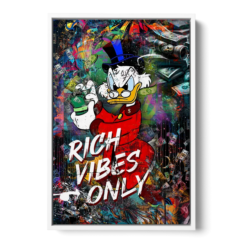 Rich Vibes Only Front - White Canvas Wall Art