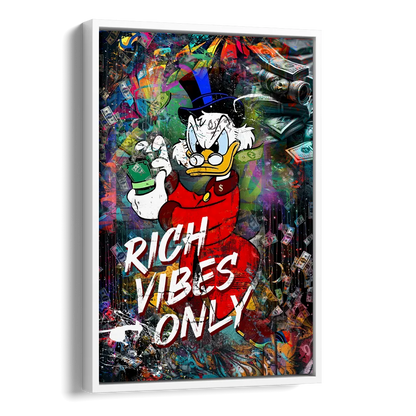 Rich Vibes Only Side - White Canvas Wall Art