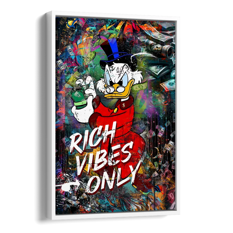 Rich Vibes Only Side - White Canvas Wall Art