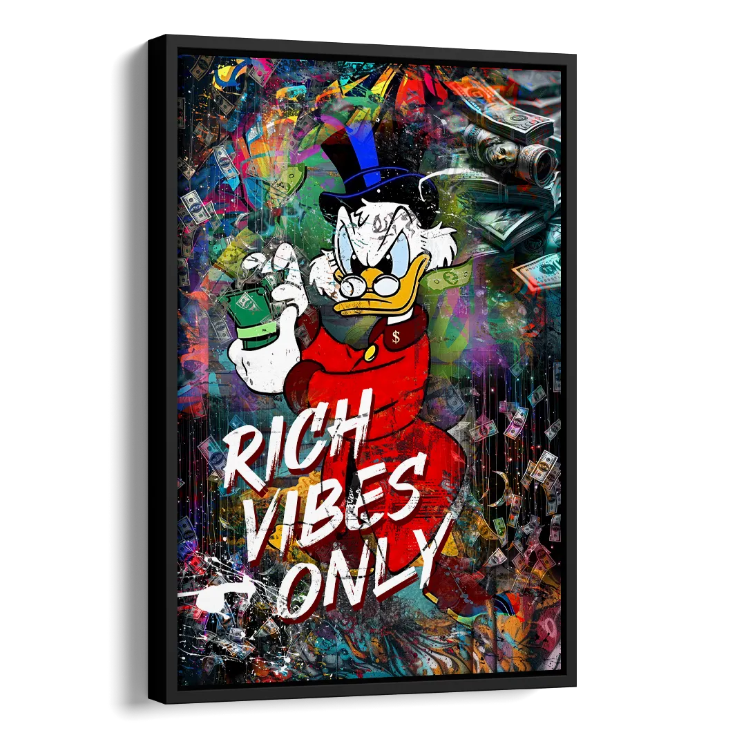 Rich Vibes Only Side - Black Canvas Wall Art