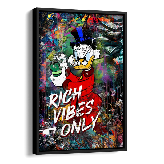 Rich Vibes Only Side - Black Canvas Wall Art