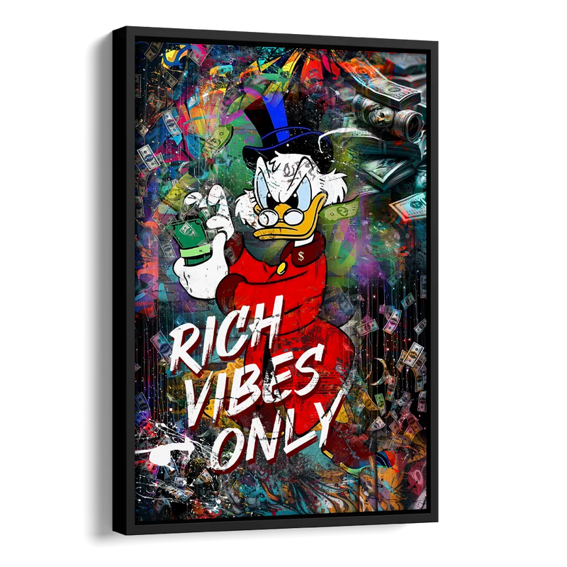 Rich Vibes Only Side - Black Canvas Wall Art