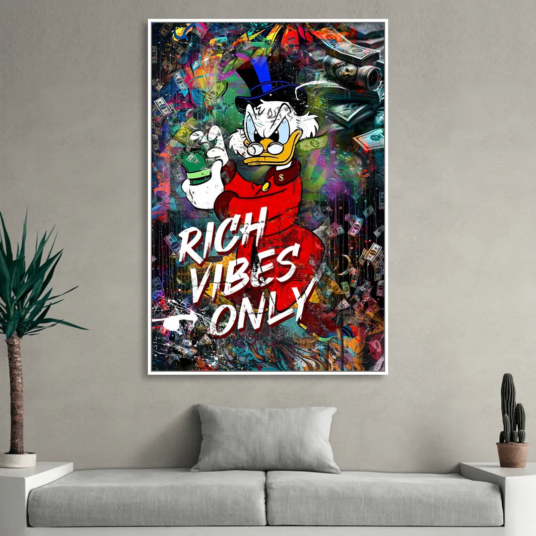 Rich Vibes Only Sitting Room - White Canvas Wall Art