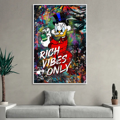 Rich Vibes Only Sitting Room - White Canvas Wall Art