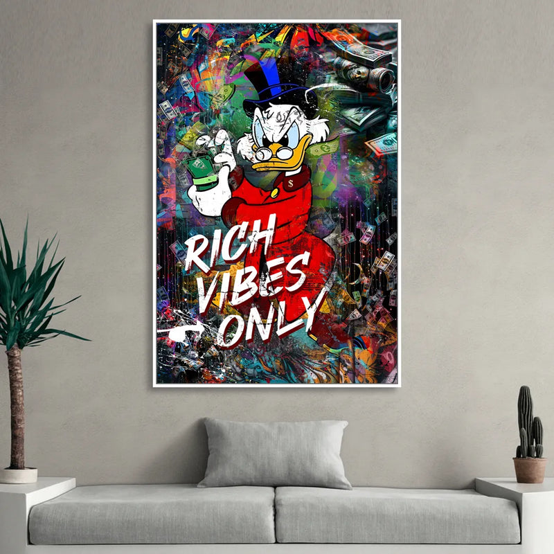 Rich Vibes Only Sitting Room - White Canvas Wall Art