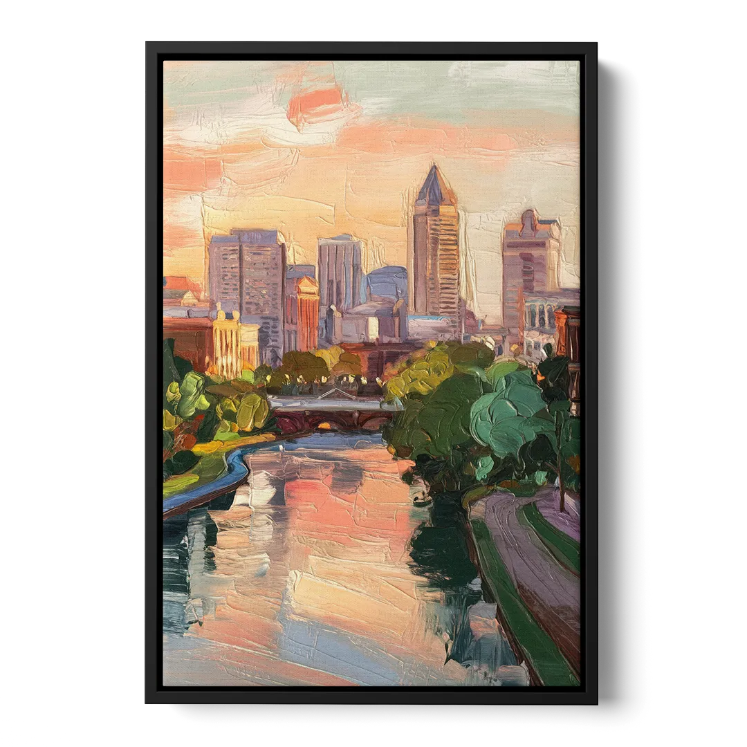 Richmond Downtown Charm Front - Black Canvas Wall Art