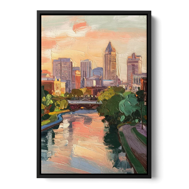 Richmond Downtown Charm Front - Black Canvas Wall Art