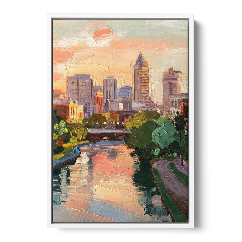 Richmond Downtown Charm Front - White Canvas Wall Art
