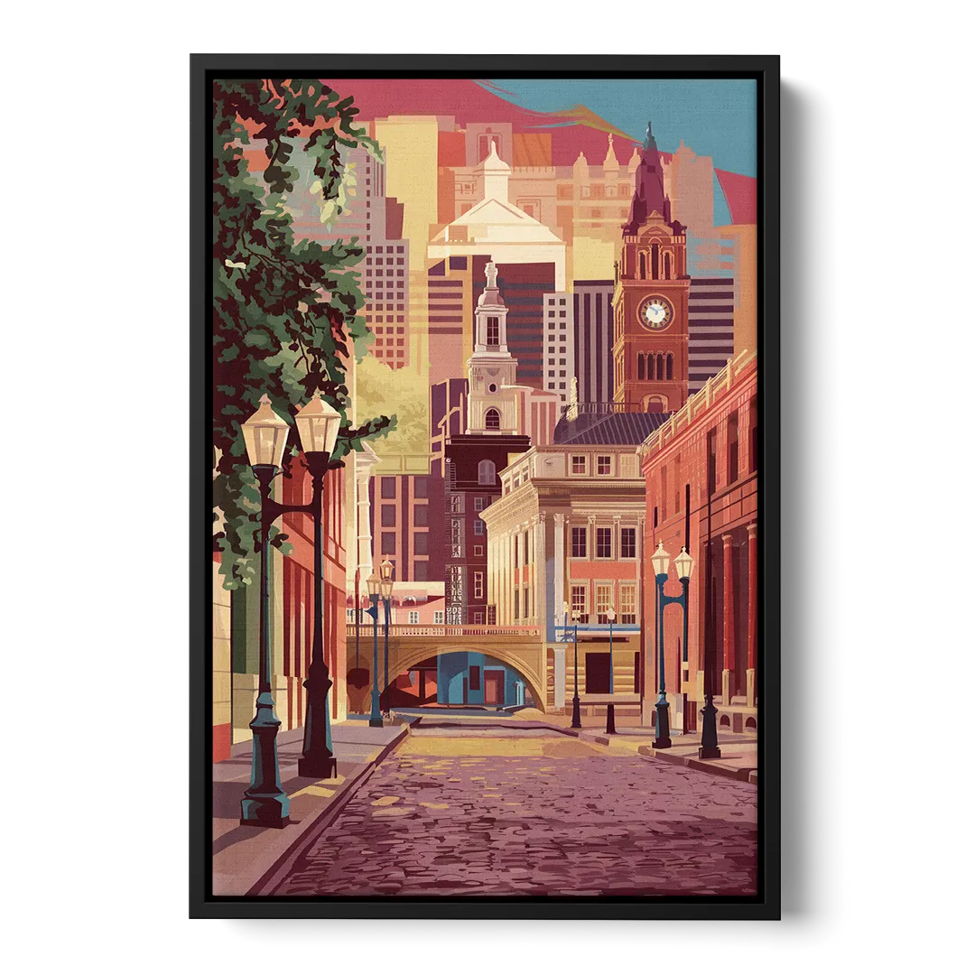 Richmond Historic District Front - Black Canvas Wall Art