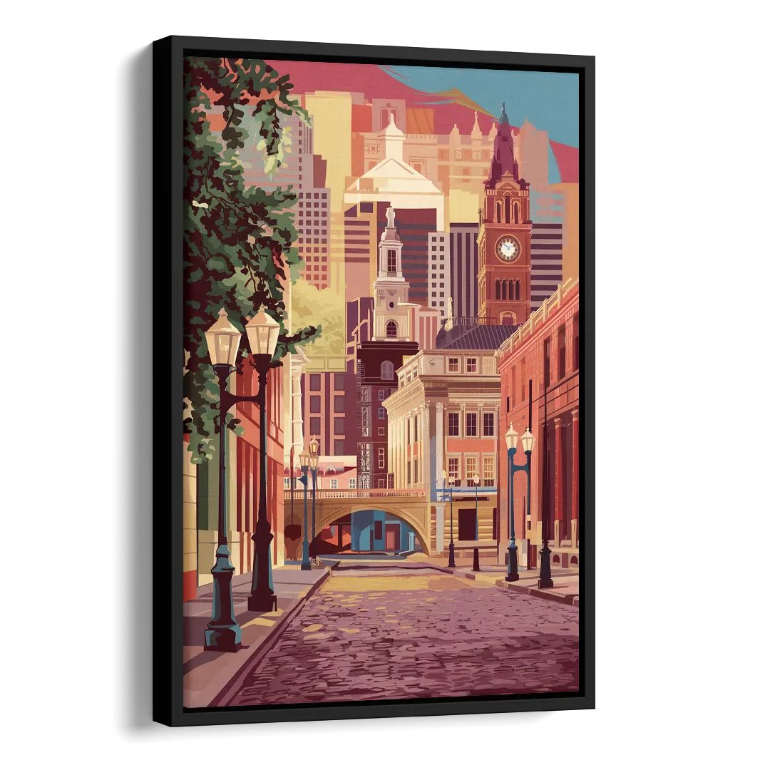 Richmond Historic District Side - Black Canvas Wall Art