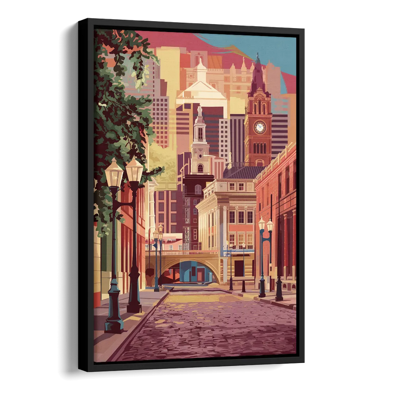 Richmond Historic District Side - Black Canvas Wall Art