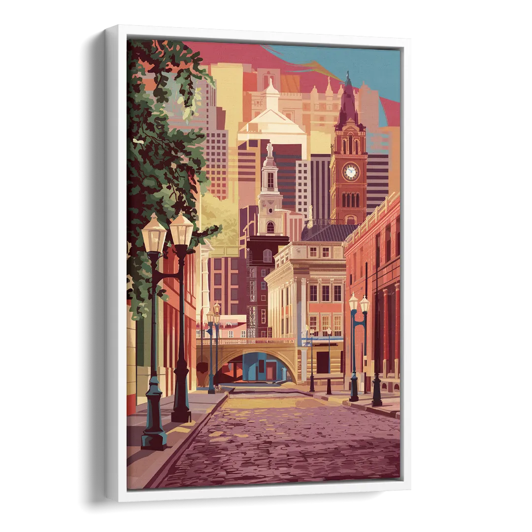 Richmond Historic District Side - White Canvas Wall Art