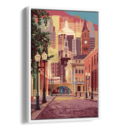Richmond Historic District Side - White Canvas Wall Art