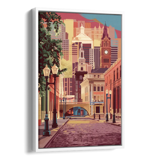 Richmond Historic District Side - White Canvas Wall Art