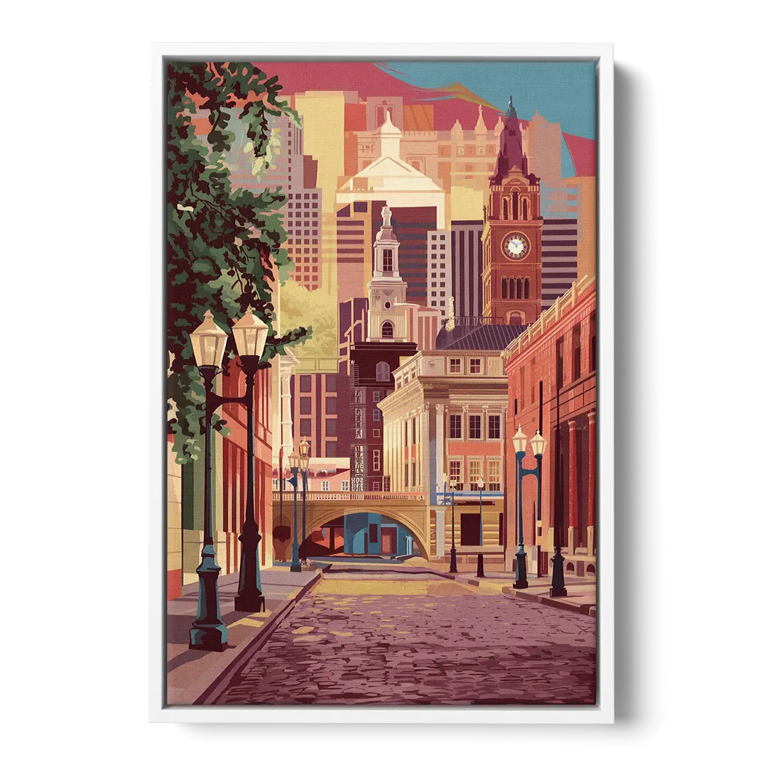 Richmond Historic District Front - White Canvas Wall Art