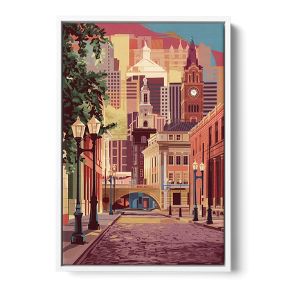 Richmond Historic District Front - White Canvas Wall Art