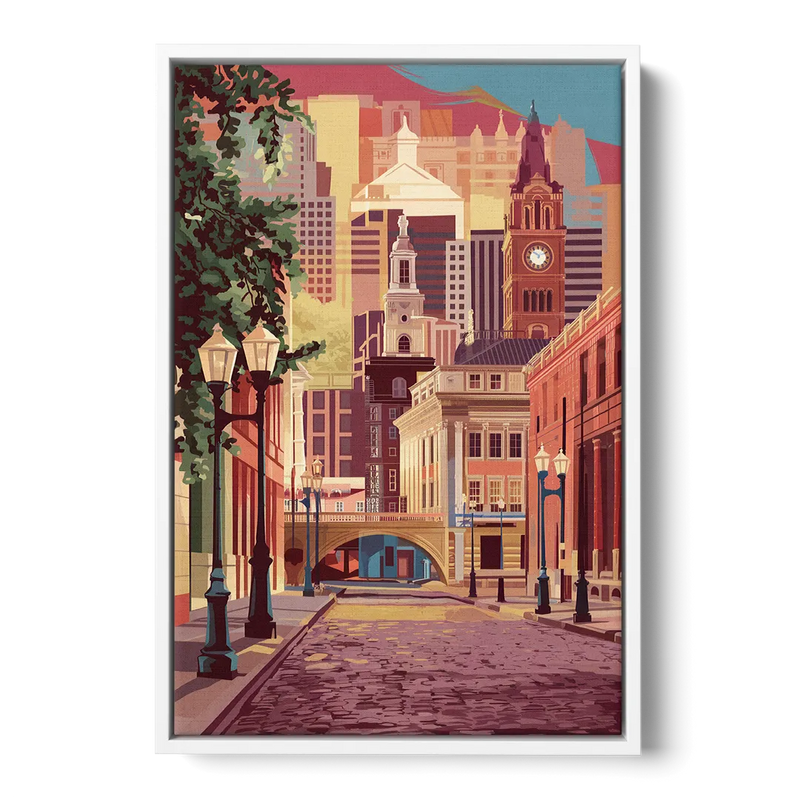 Richmond Historic District Front - White Canvas Wall Art