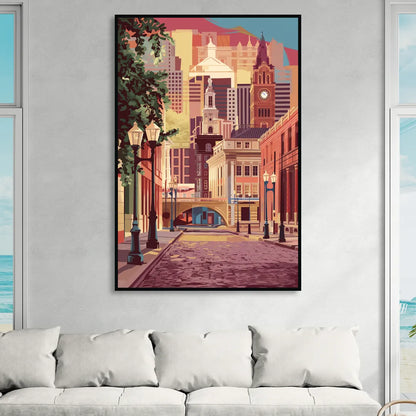 Richmond Historic District Living Room - Black Canvas Wall Art