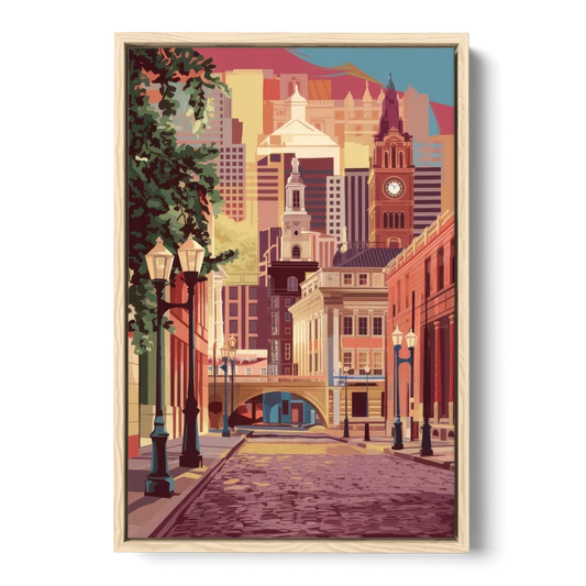 Richmond Historic District - Oak Framed Canvas Wall Art - Front