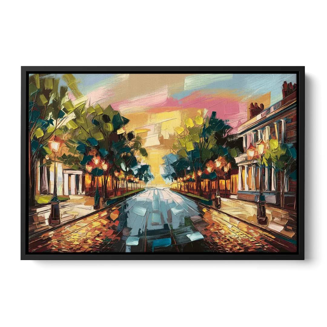 Richmond Monument Avenue Front - Black Canvas Wall Art