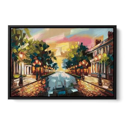 Richmond Monument Avenue Front - Black Canvas Wall Art