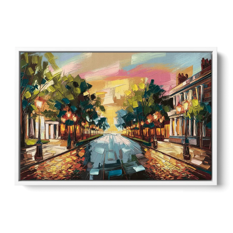 Richmond Monument Avenue Front - White Canvas Wall Art