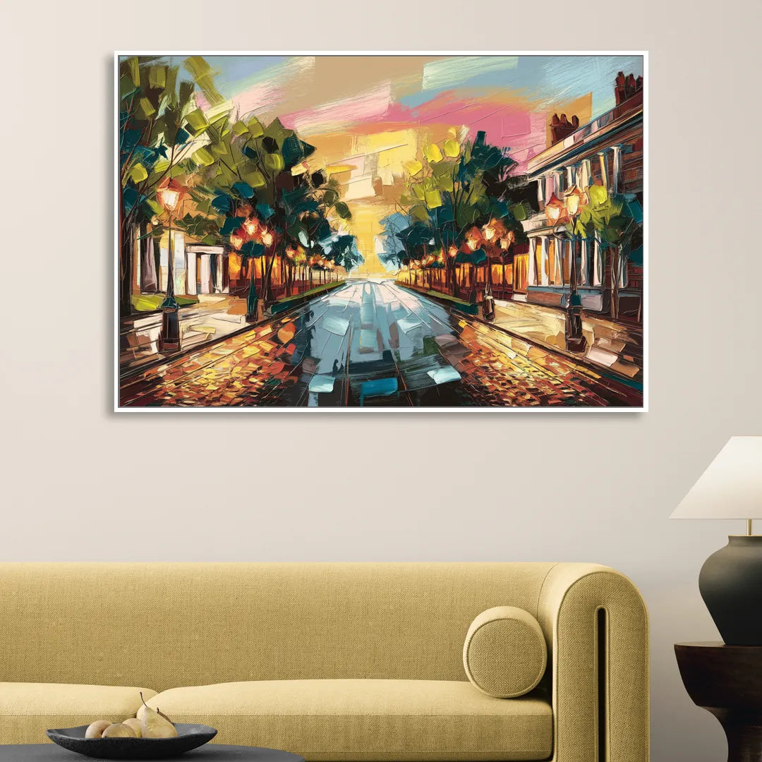 Richmond Monument Avenue Sitting Room - White Canvas Wall Art