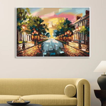 Richmond Monument Avenue Sitting Room - White Canvas Wall Art