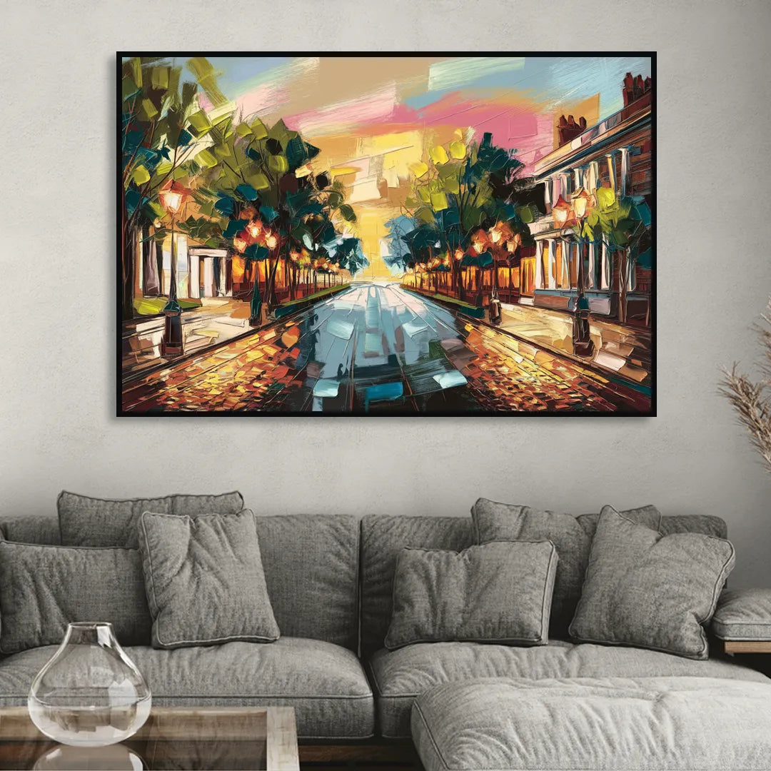 Richmond Monument Avenue Sitting Room - Black Canvas Wall Art