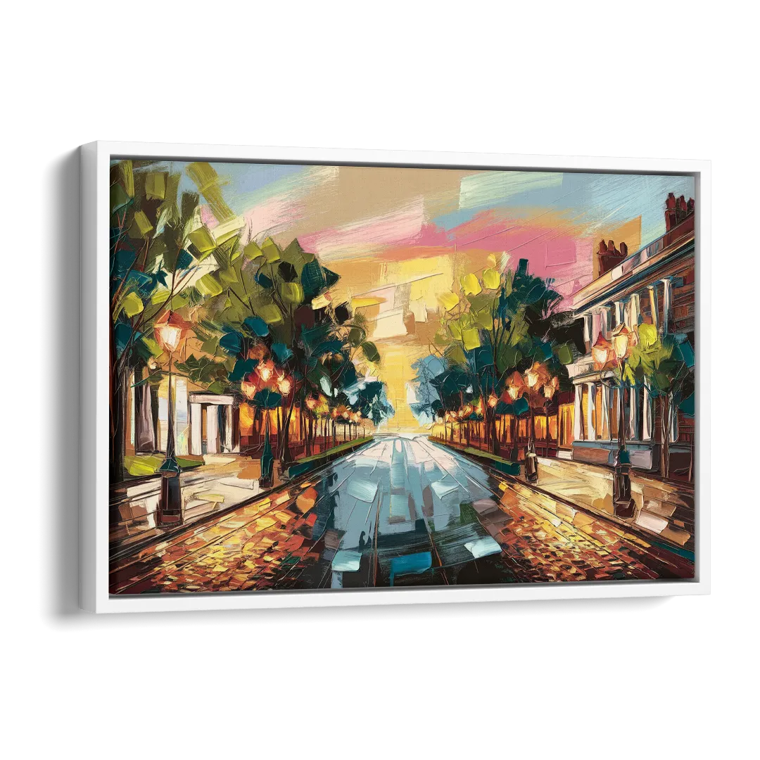 Richmond Monument Avenue Side - White Canvas Wall Art