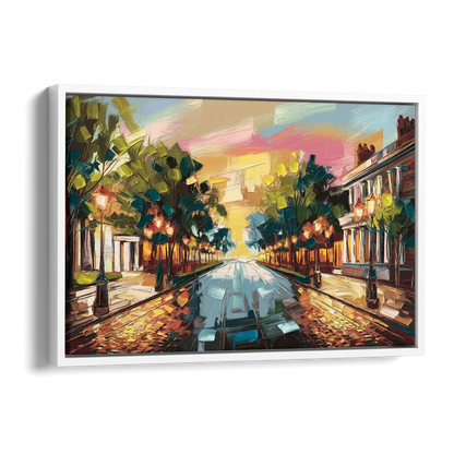 Richmond Monument Avenue Side - White Canvas Wall Art