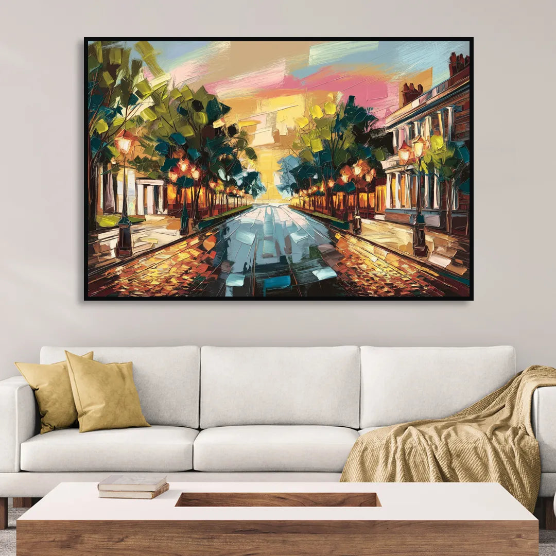 Richmond Monument Avenue Living Room - Black Canvas Wall Art