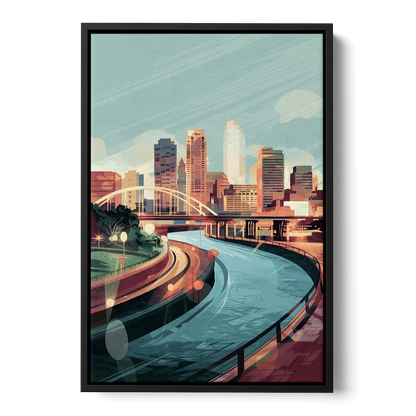 Richmond Riverfront Views Front - Black Canvas Wall Art