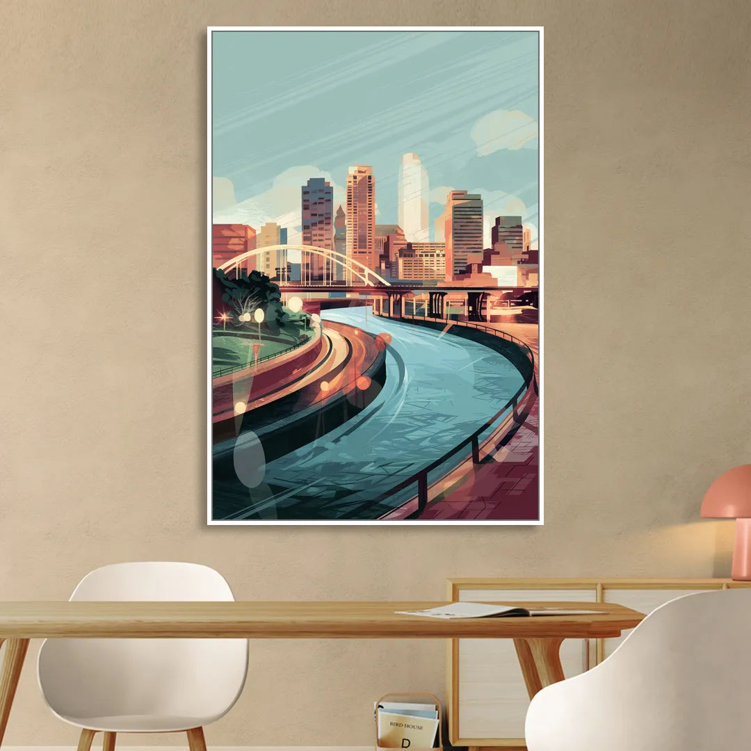 Richmond Riverfront Views Living Room - White Canvas Wall Art