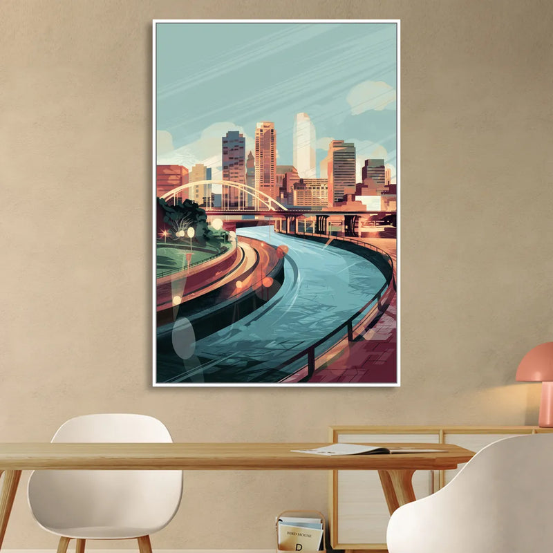 Richmond Riverfront Views Living Room - White Canvas Wall Art